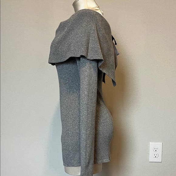Gray glitter Off-Shoulder Women's Sweater dress with back bow detail - Picture 11 of 13